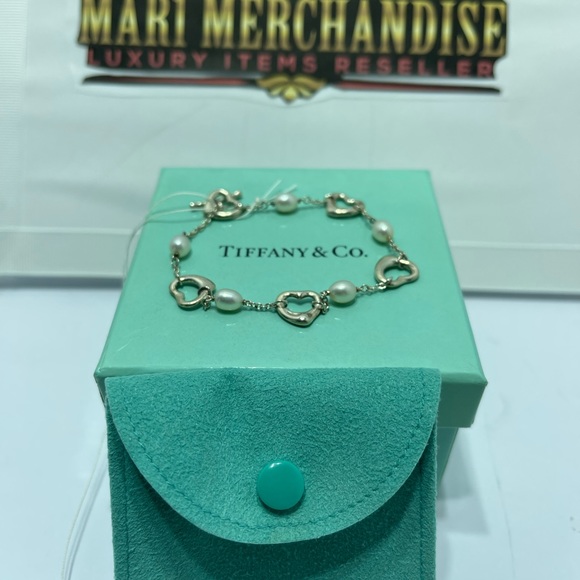 Jewelry - Tiffany and Co. Silver 925 bracelet with pearls and hearts size 17 cm or 6.5 in.